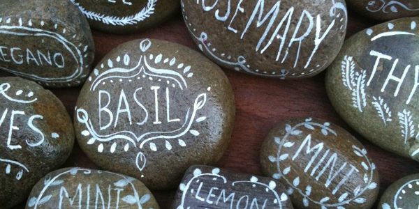 herb garden rocks for deck gardens